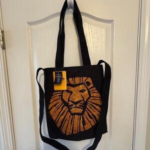 The Lion King Musical Broadway Touring Stylish Black Tote with Gold Lion Emblem